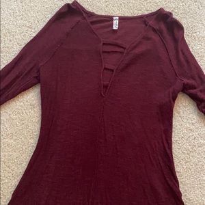 Maroon FP Cutout Blouse